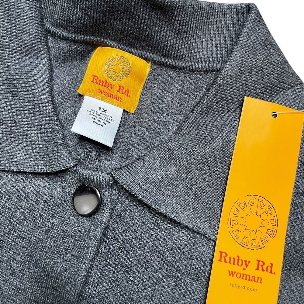 NWT Ruby Rd. Solid Sweater Jacket Charcoal Gray S… - image 4